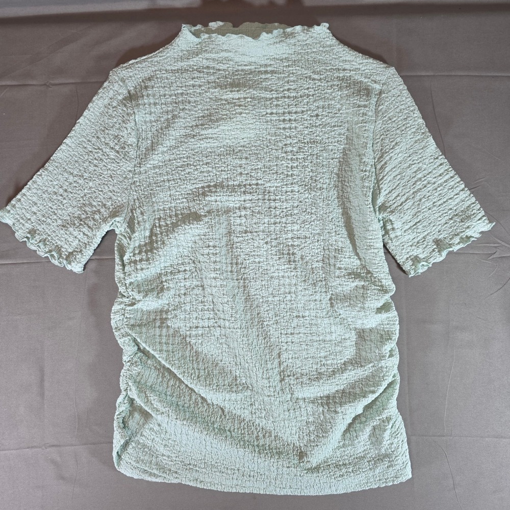 A New Day Women Light Green Popcorn Texture Mock Neck Top G9K045 Size L NWT